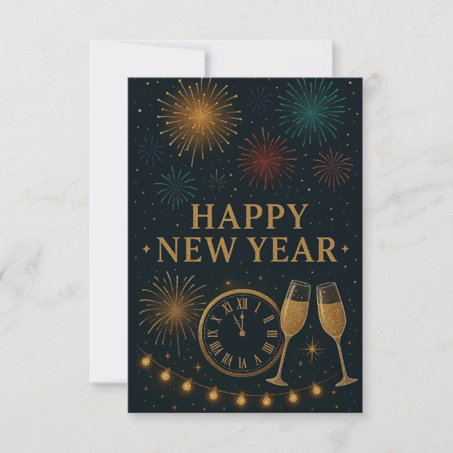 Carte De Remerciements Gold New Year (Devant)