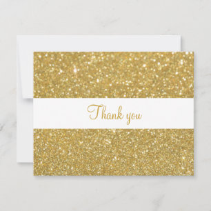 Carte De Remerciements Gold Parties scintillant Script Business