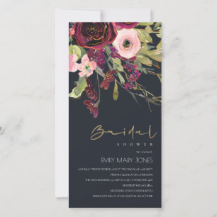 CARTE DE REMERCIEMENTS GOLD RED BLACK ROSE FLORAL BRIDAL INVITE