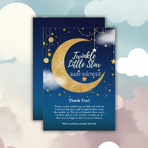 Carte De Remerciements Gold Twinkle Little Star Dreamy Baby shower