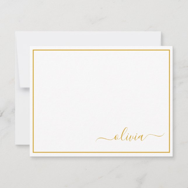 Carte De Remerciements Gold White Modern Script Girl Monogramme Nom (Devant)