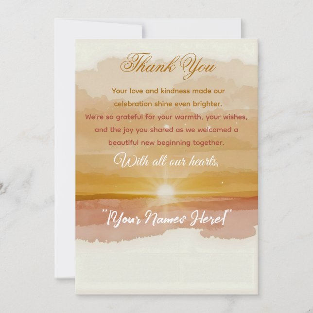 Carte De Remerciements Golden Dawn Thank-You Card – Elegant New Year Grat (Devant)
