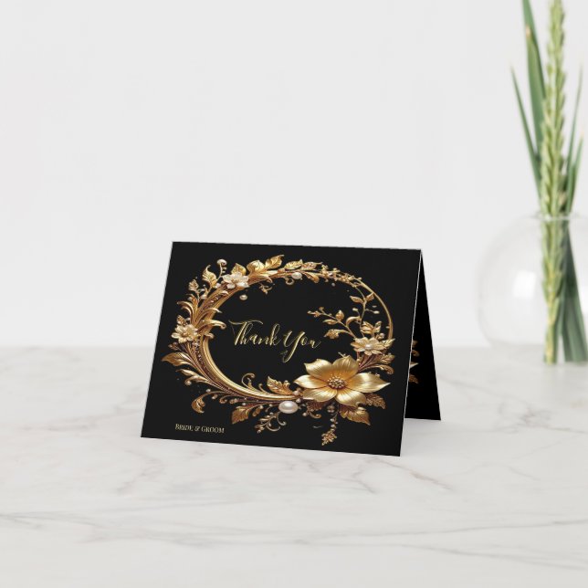 Carte De Remerciements Golden Floral Ornate Frame Thank You Card (Devant)