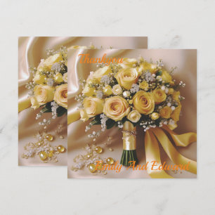 Carte De Remerciements "Golden Glow : Un bouquet de roses honoré d'amour"