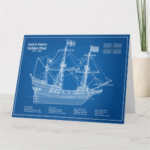 Carte De Remerciements Golden Hind - Plan directeur des navires ABD