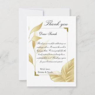 Carte De Remerciements Golden Leaves Flat Thank You Card