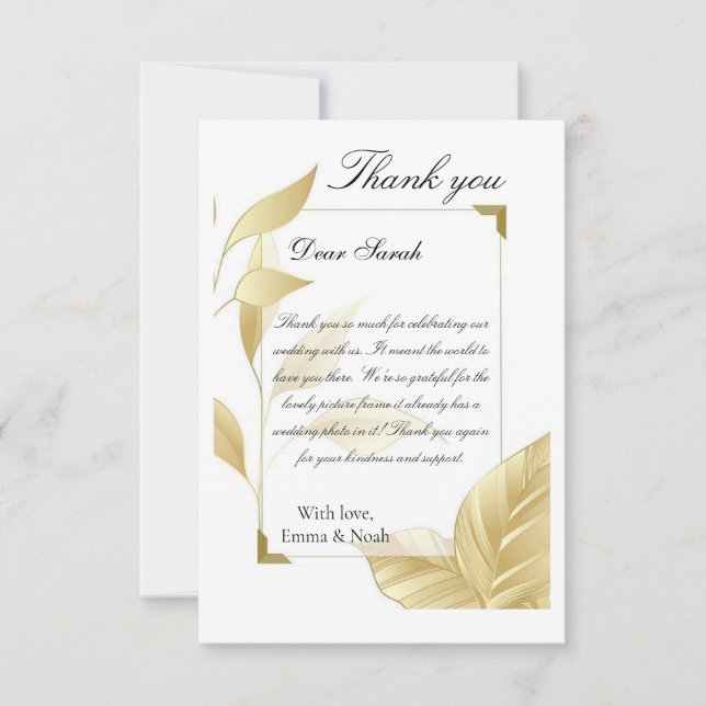 Carte De Remerciements Golden Leaves Flat Thank You Card (Devant)