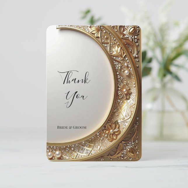 Carte De Remerciements Golden Ornate Frame Thank You Card (Debout devant)