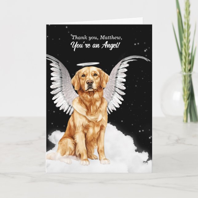 Carte De Remerciements Golden Retriever Angel Dog Custom (Devant)