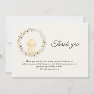 Carte De Remerciements Golden Retriever Baby Shower Aquarelle Fleur Sauva