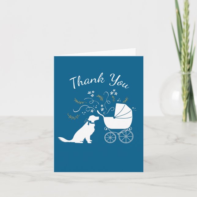 Carte De Remerciements Golden Retriever Baby shower chien bleu garçon (Devant)