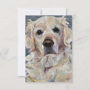 Carte De Remerciements Golden Retriever Peint À La Main Sur Toile