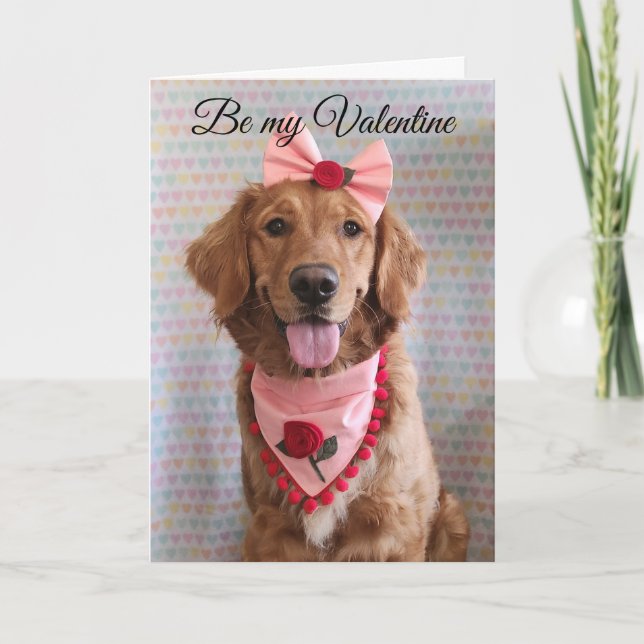 Carte De Remerciements Golden Retriever Valentine's Day greeting card (Devant)
