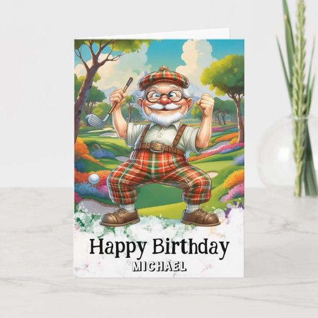Carte De Remerciements *~* Golf AP94 Senior Funny Humour Man Birthday Car (Devant)