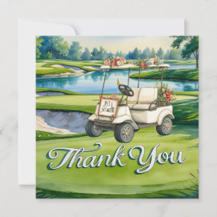 Carte De Remerciements Golf avec texte sur le terrain de golf mariage