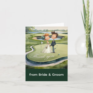 Carte De Remerciements Golf avec texte sur parcours de golf style aquarel