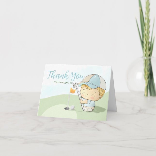 Carte De Remerciements Golf Baby Shower Cute Boy Par-Tee Coed Party  (Devant)