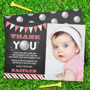 Carte De Remerciements Golf Ball N'importe quel âge Photo anniversaire