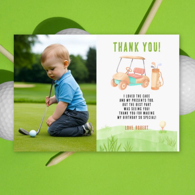 Carte De Remerciements Golf First Year Birthday Thank you (Créateur téléchargé)