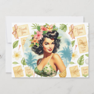 Carte De Remerciements Golf Hawaï thème pour fête d'anniversaire hawaïenn