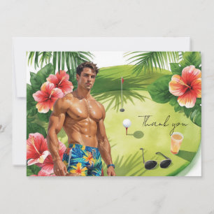 Carte De Remerciements Golf Hawaï thème pour fête d'anniversaire hawaïenn