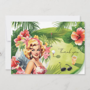 Carte De Remerciements Golf Hawaï thème pour fête d'anniversaire hawaïenn