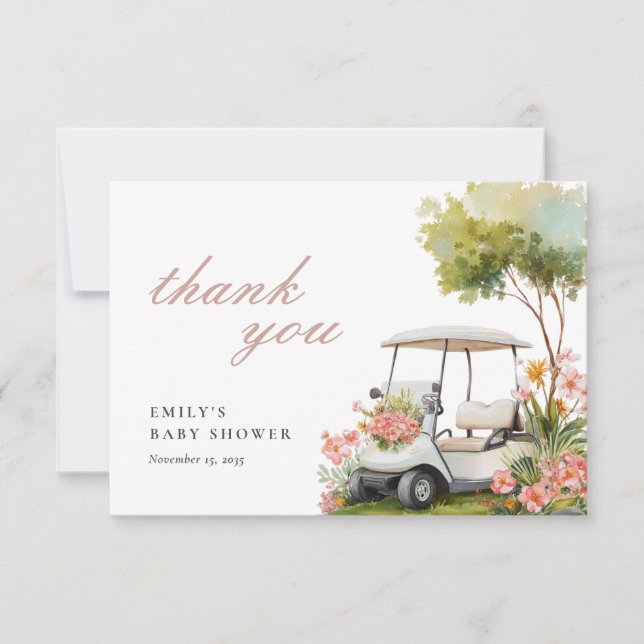 Carte De Remerciements Golf Let's Par-tee Girl Baby Shower (Devant)