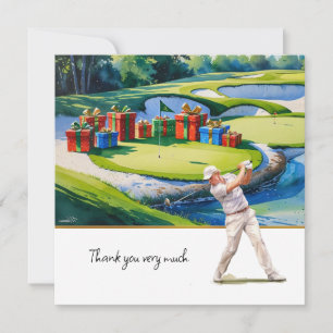 Carte De Remerciements Golf Noël thème pour golfeurs cadeaux de remerciem