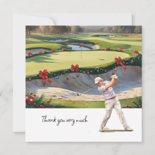 Carte De Remerciements Golf Noël thème pour golfeurs cadeaux de remerciem