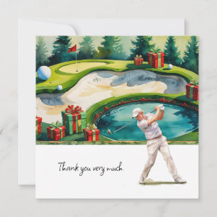 Carte De Remerciements Golf Noël thème pour golfeurs cadeaux de remerciem