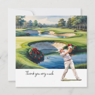 Carte De Remerciements Golf Noël thème pour golfeurs cadeaux de remerciem