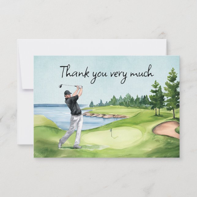 Carte De Remerciements Golf sur le terrain de golf (Devant)