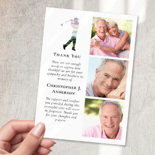 Carte De Remerciements Golfer 3 Photo Sympathy Funérailles