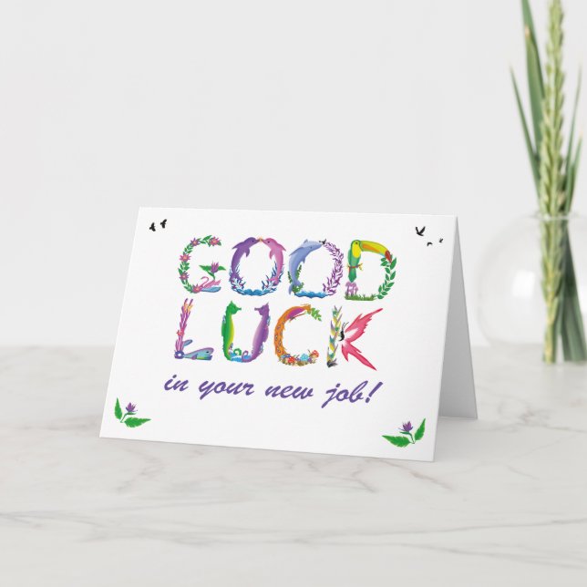 Carte De Remerciements Good Luck in new job - l'art des mots tropicaux (Devant)