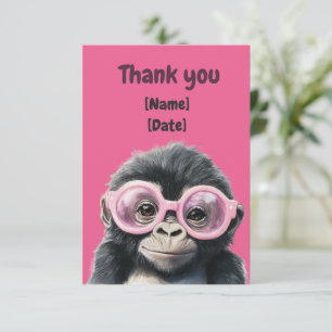 Carte De Remerciements Gorille Mignon Drôle Nom et Date Personnalisés