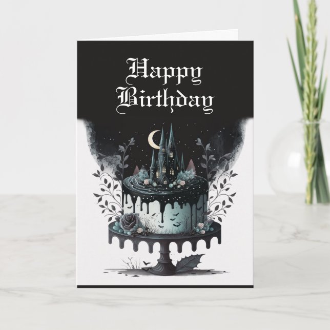 Carte De Remerciements Goth Birthday Card - Château Éffrayant Birthday Ca (Devant)