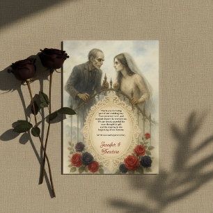 Carte De Remerciements Goth Couple Zombie Mariage d'Halloween