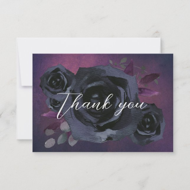 Carte De Remerciements Goth moderne violet Rose noir (Devant)
