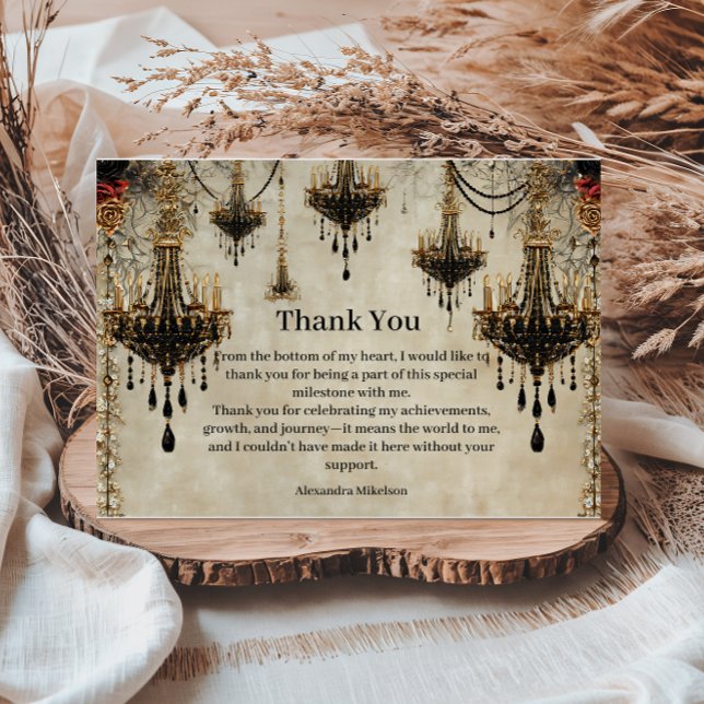Carte De Remerciements Gothic Chandelier Roses Birthday (Créateur téléchargé)
