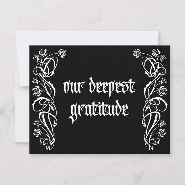Carte De Remerciements Gothic Elegant Roses Wedding (Devant)