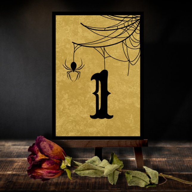Carte De Remerciements Gothic Wedding Spider Web Halloween Table Number (Créateur téléchargé)