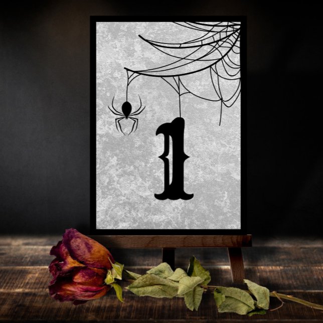 Carte De Remerciements Gothic Wedding Spider Web Halloween Table Number (Créateur téléchargé)