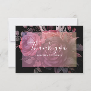 Carte De Remerciements Gothique Dark Moody Floral Rose Mariage