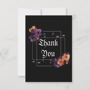 Carte De Remerciements Gothique Élégant Fleurs Sombres Personnalisées