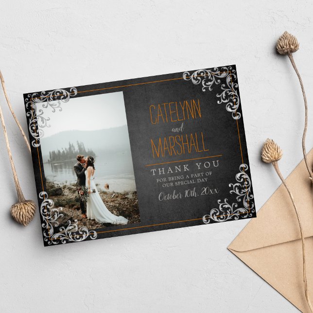 Carte De Remerciements Gothique Flourish Halloween Mariage foncé (Créateur téléchargé)