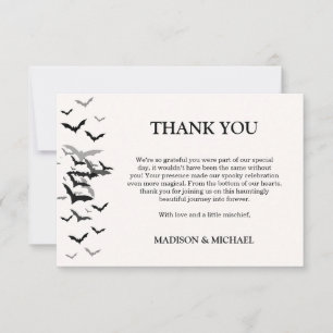 Carte De Remerciements Gothique Halloween Black Bat Mariage Bienvenue