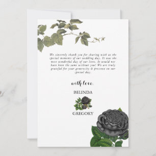 Carte De Remerciements Gothique Halloween Rose noir Mariage blanc