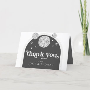 Carte De Remerciements Gothique noir gris rétro Mariage de boule disco