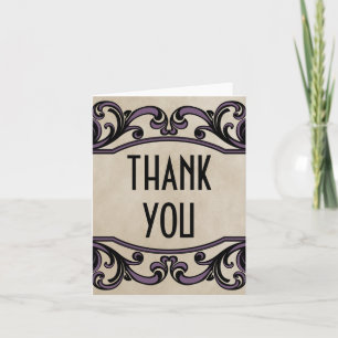 Carte de remerciements gothique pourpre