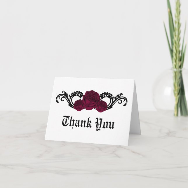 Carte de remerciements gothique Rose, Fuchsia (Devant)